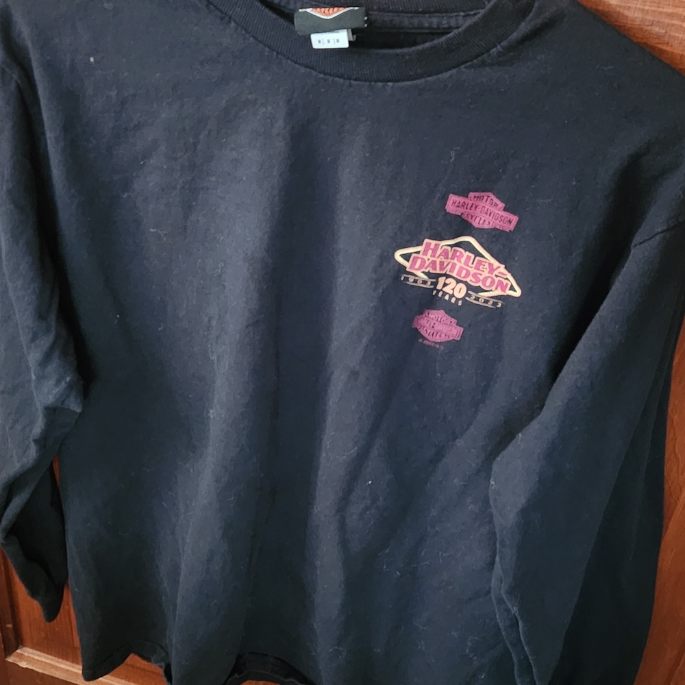 Harley-Davidson Black Long Sleeve Tee with Pink and Orange Logo